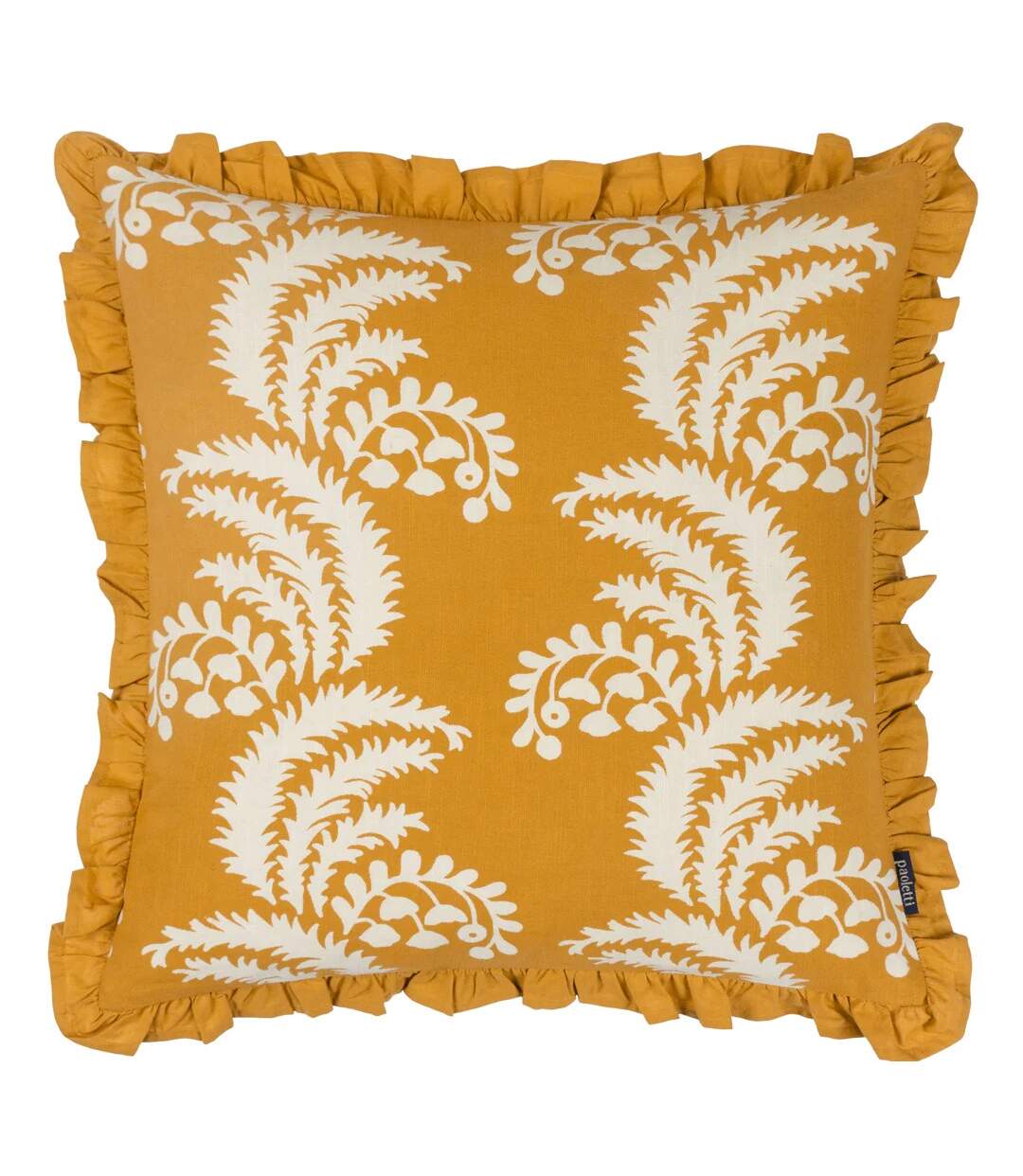 Montrose pleated floral cushion cover 50cm x 50cm ochre Paoletti-1