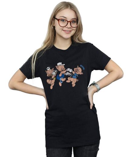 Disney - T-shirt THREE LITTLE PIGS HAVING FUN - Femme (Noir) - UTBI17684