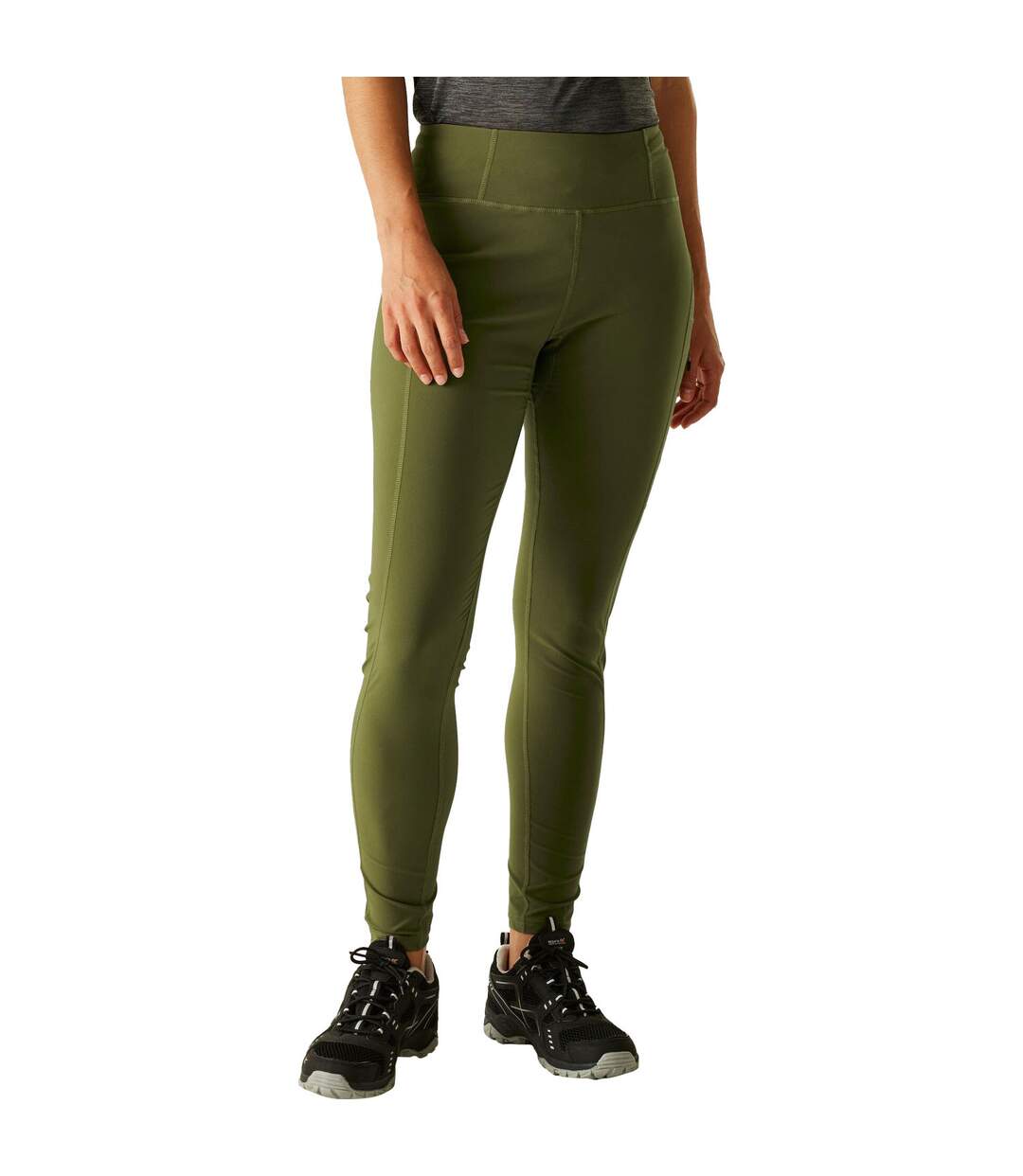 Legging De Randonnée Uni À Taille Haute Monira Femme Kaki Regatta-1