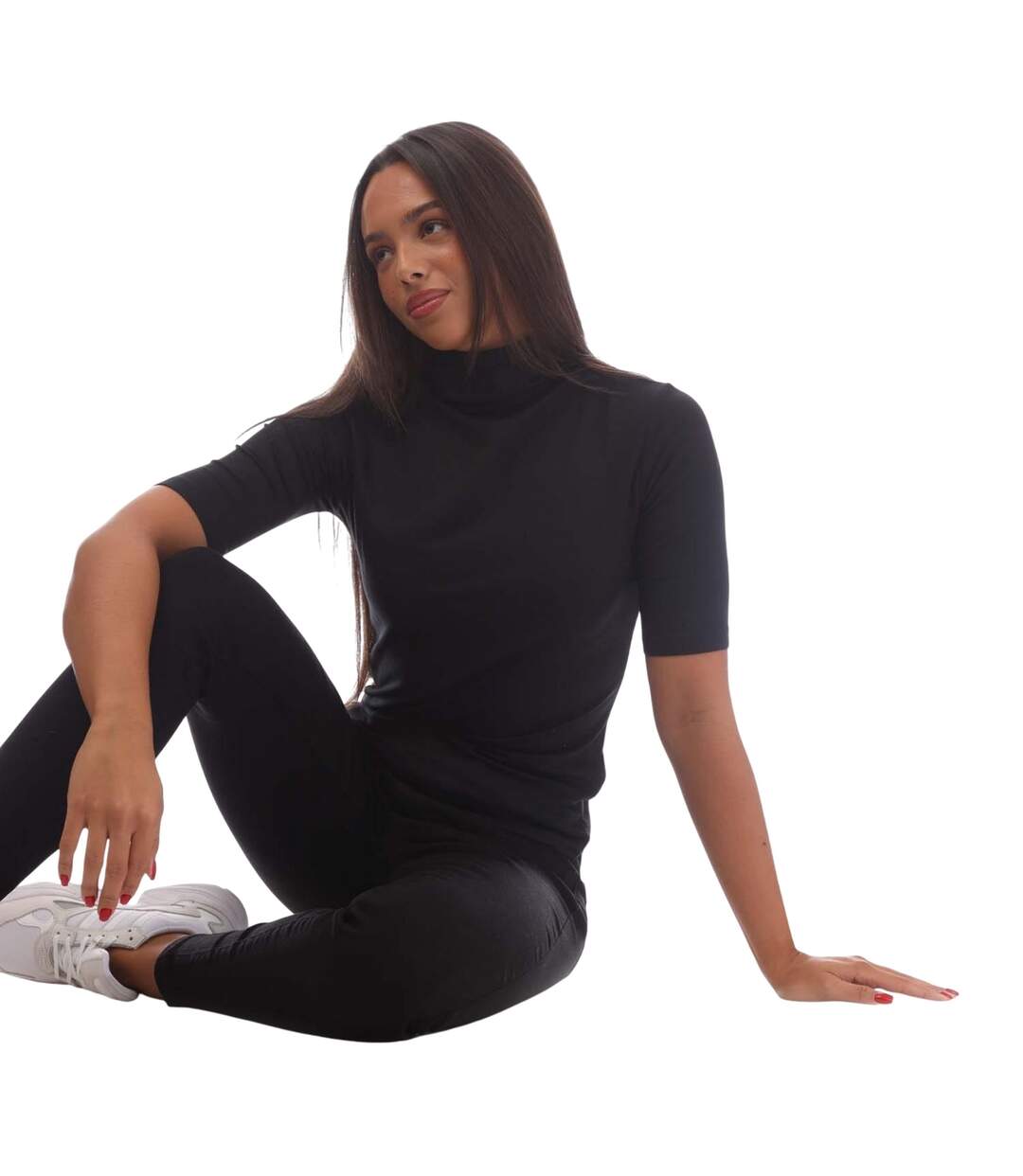 T-shirt etikat femme noir Boss-4