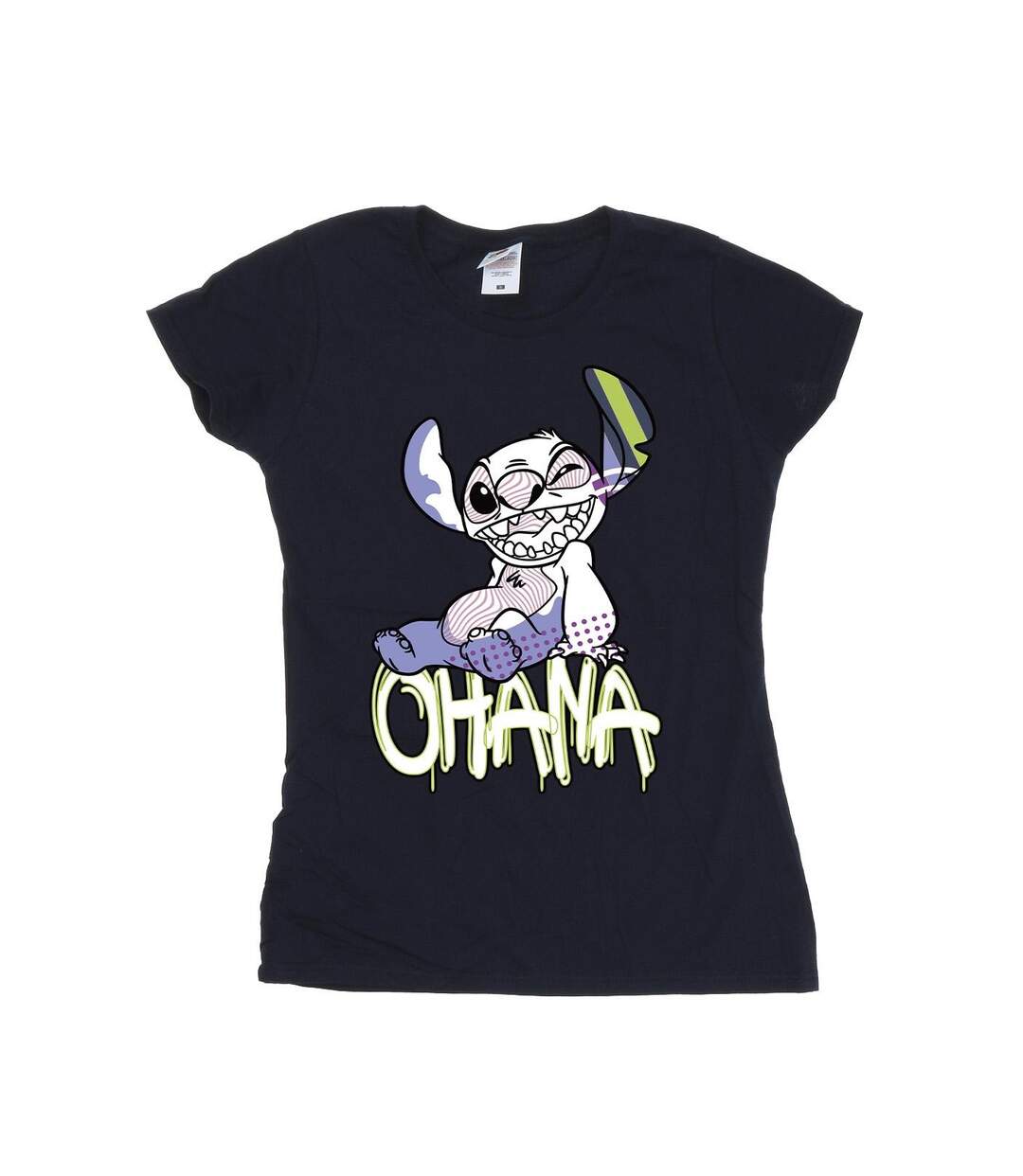 Disney Femmes/Les femmes Lilo And Stitch Ohana Graffiti Cotton T-Shirt (Bleu marine) - UTBI25877-1