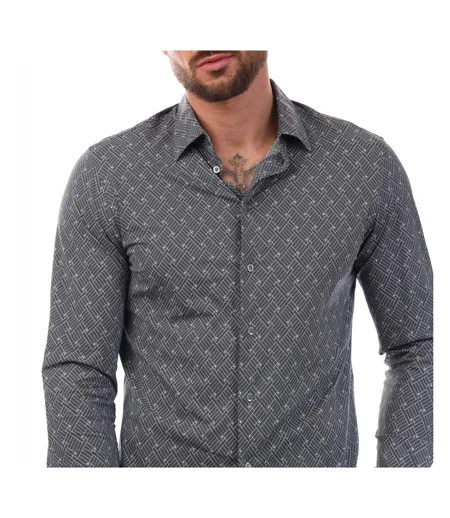 Mens Patterned Shirt Grey Emporio Armani