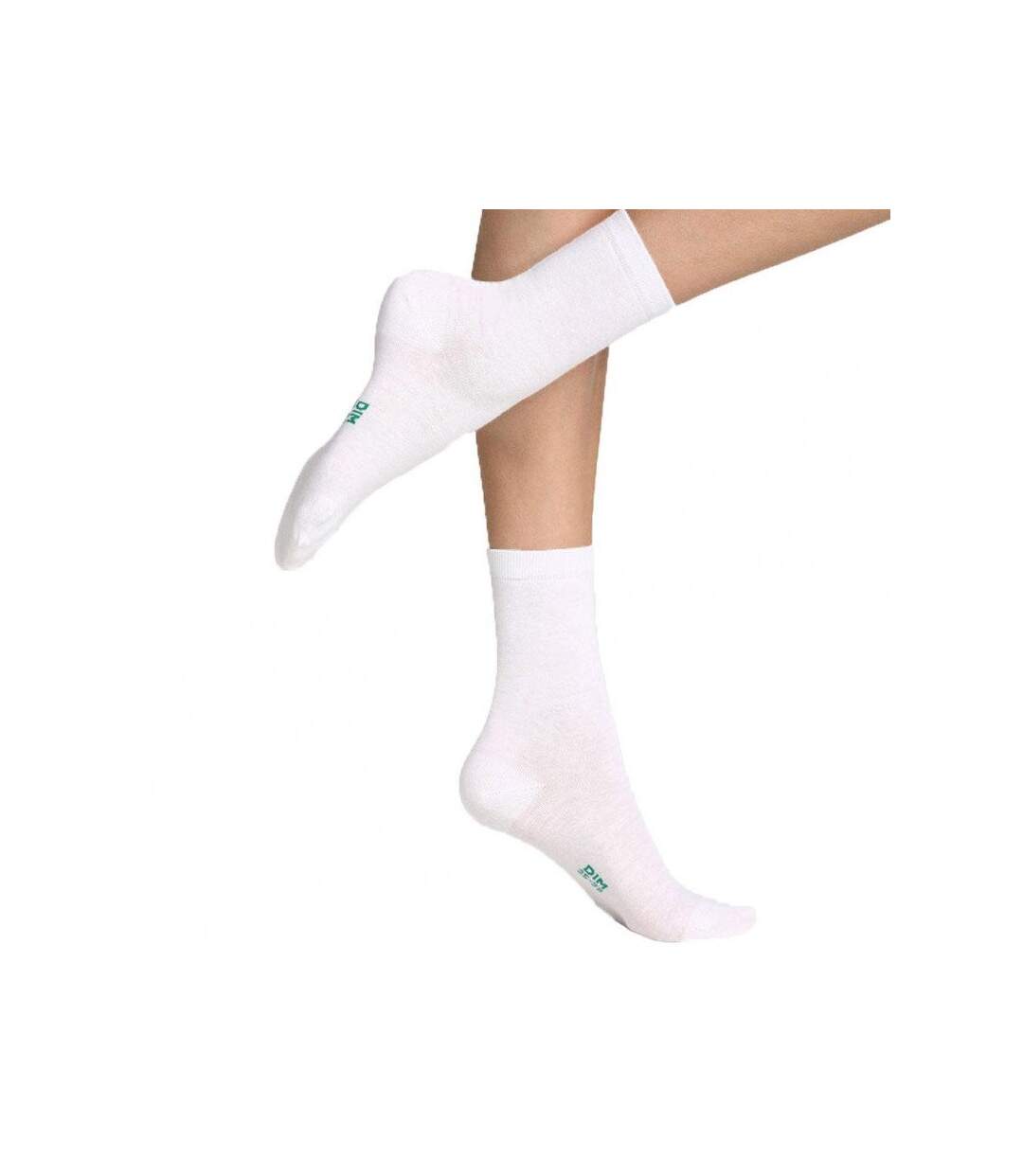 DIM Lot de 2 paires de Chaussettes Femme Coton Bio GREEN Blanc-2