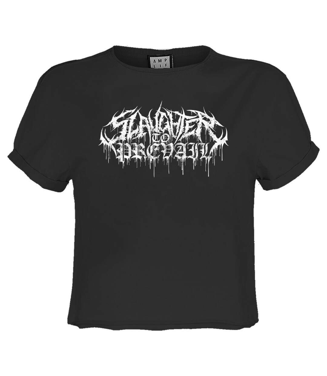 Womens/ladies Metal Logo Slaughter To Prevail Crop Top Charcoal Amplified-1