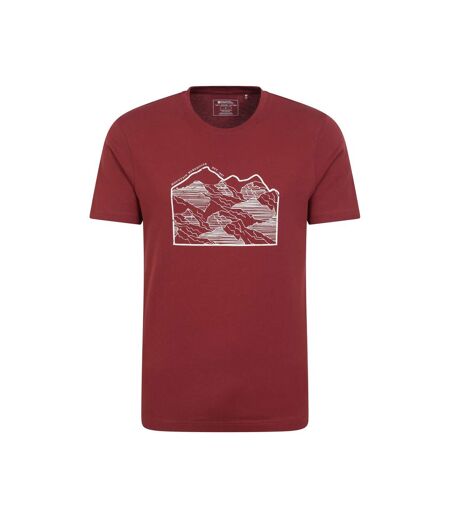 Mens Linear Organic T-shirt Dark Burgundy Mountain Warehouse