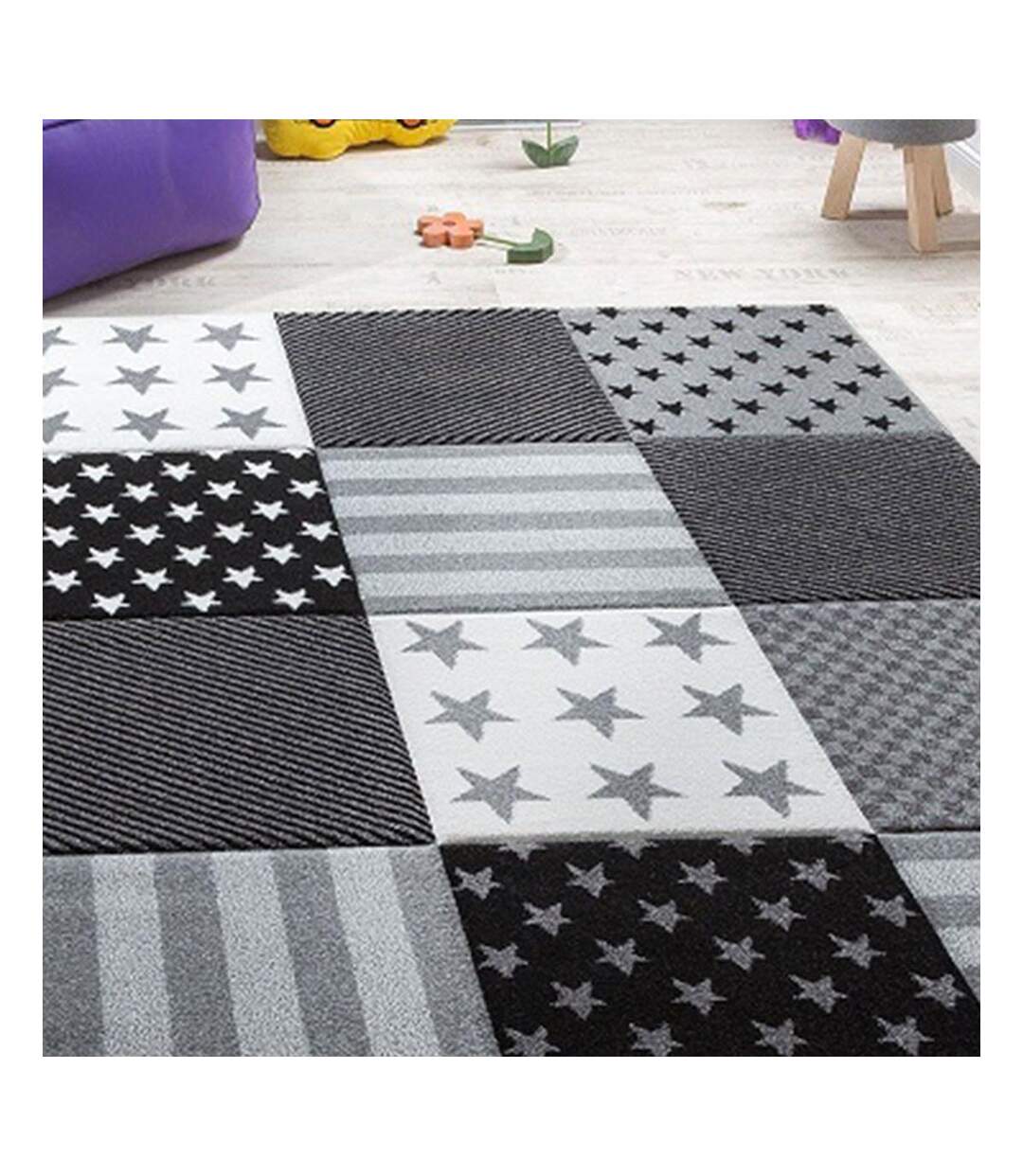 Tapis enfant tissé motif géométrique FLAG START