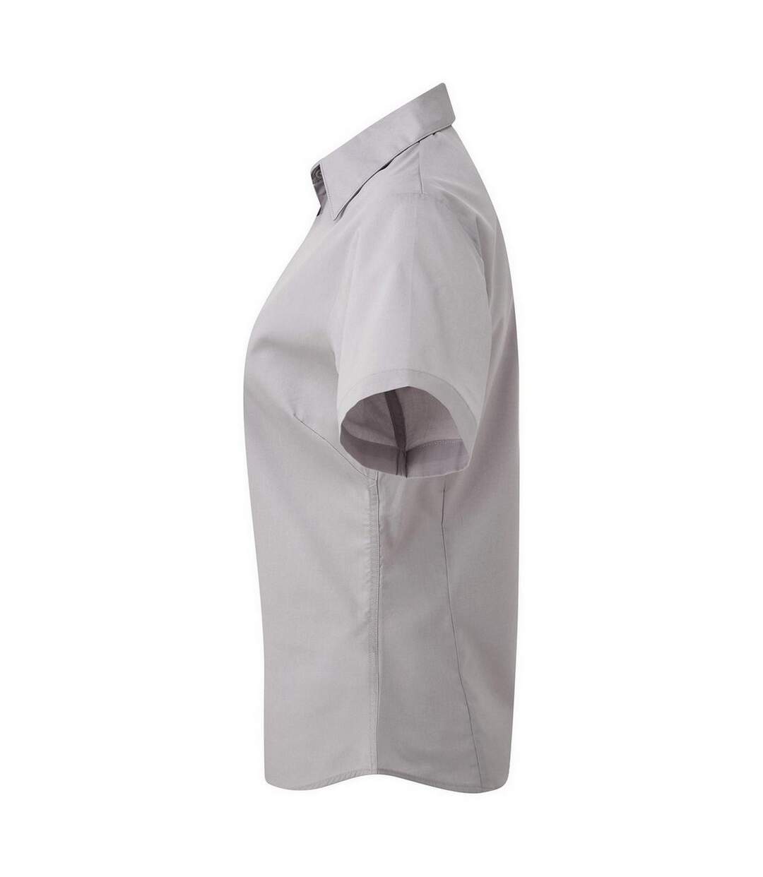 Short Sleeve Poplin Blouse / Plain Work Shirt Silver Premier-3