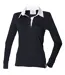 Polo De Rugby 100% Coton Femme Noir Blanc Front Row-1