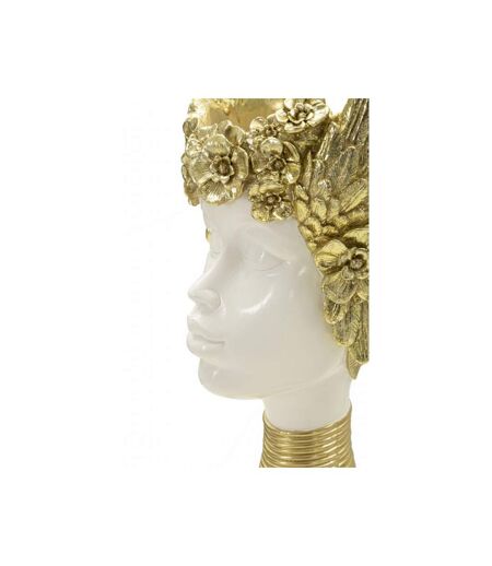 Statuette Buste Femme Athena 38cm Blanc & Or
