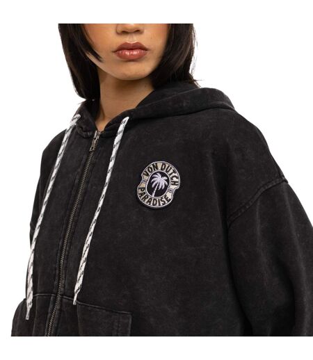Sweat zippé à capuche femme relax fit acid wash avec patch Palm Patch Vondutch