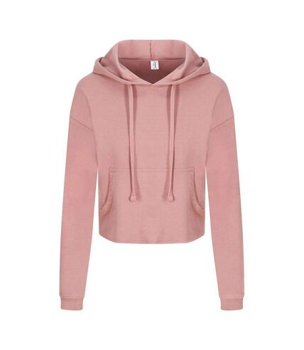 Womens/ladies girlie cropped hoodie dusty pink Awdis