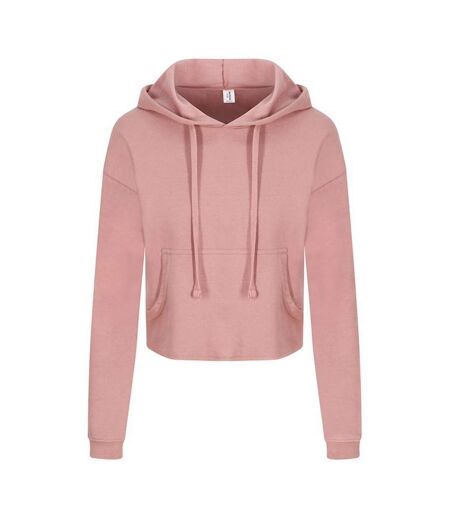 Womens/ladies girlie cropped hoodie dusty pink Awdis