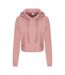 Womens/ladies girlie cropped hoodie dusty pink Awdis