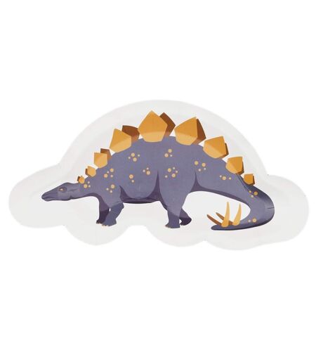 Lot de 6 Assiettes en Papier Dinosaure 27cm Blanc