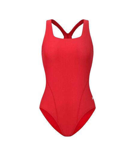 Womens/ladies Square Neck One Piece Swimsuit Red Slazenger