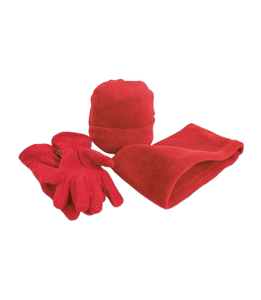 Ensemble Bonnet, Gants Et Écharpe Rouge Result Winter Essentials-1