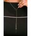 Gold Silver Single Long Slim Bar Drop Y Shape Circle Interlock Lariat Necklace