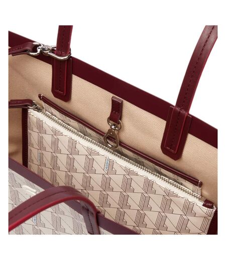Sac à main écru/bordeaux femme lacoste monogramme - taille unique