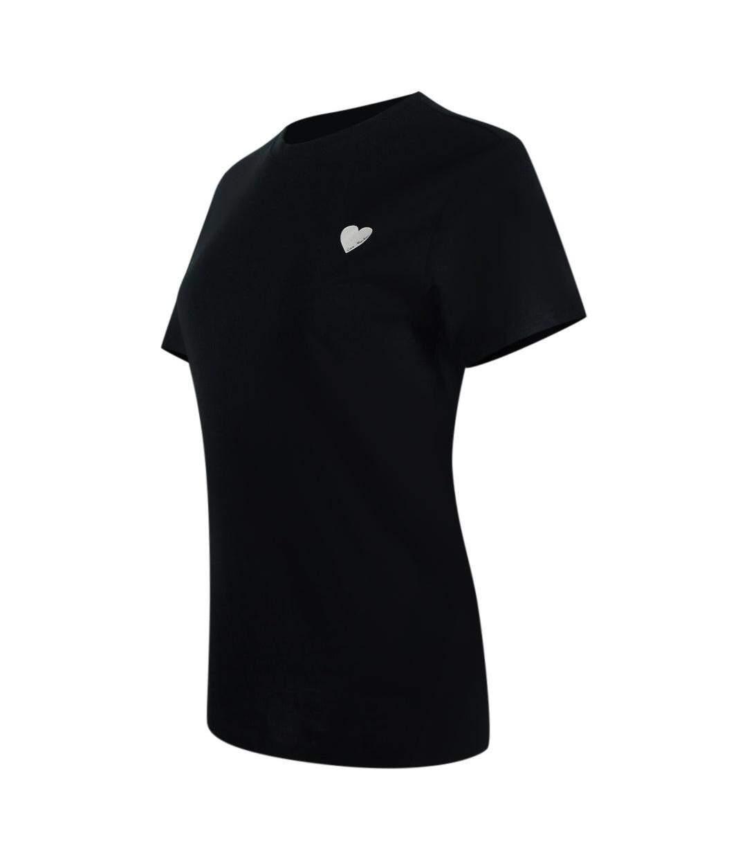 Unisex Adult Contrast Heart Logo T-shirt Black White Love Moschino-2