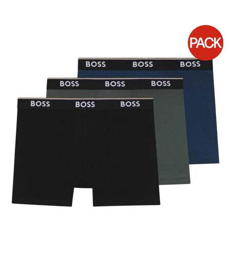 Pack Of 3  Mens Boxer Shorts  Grey Black Blue Boss