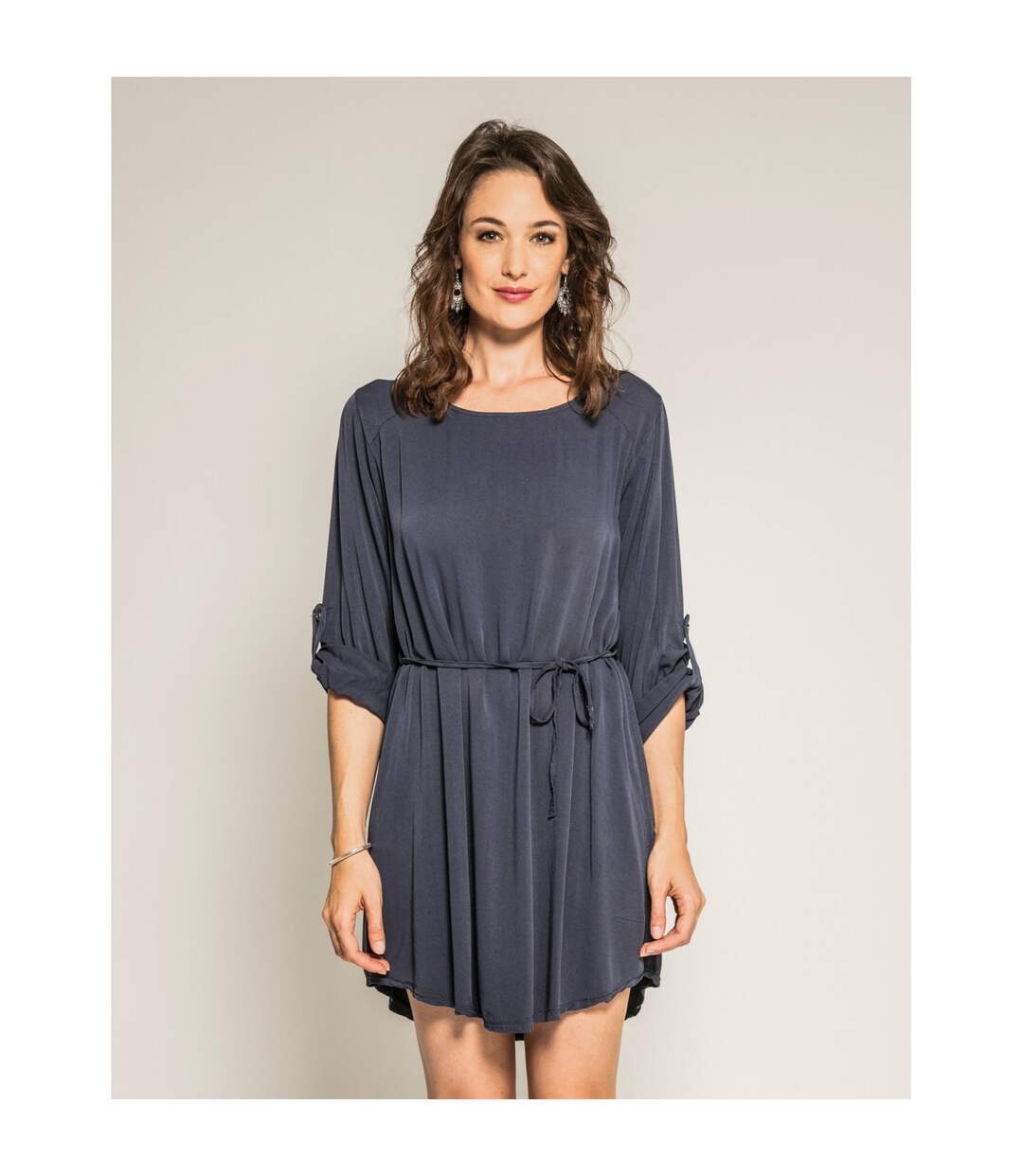 Robe courte fluide ceinturée IDYL - Dona X Lisa-4