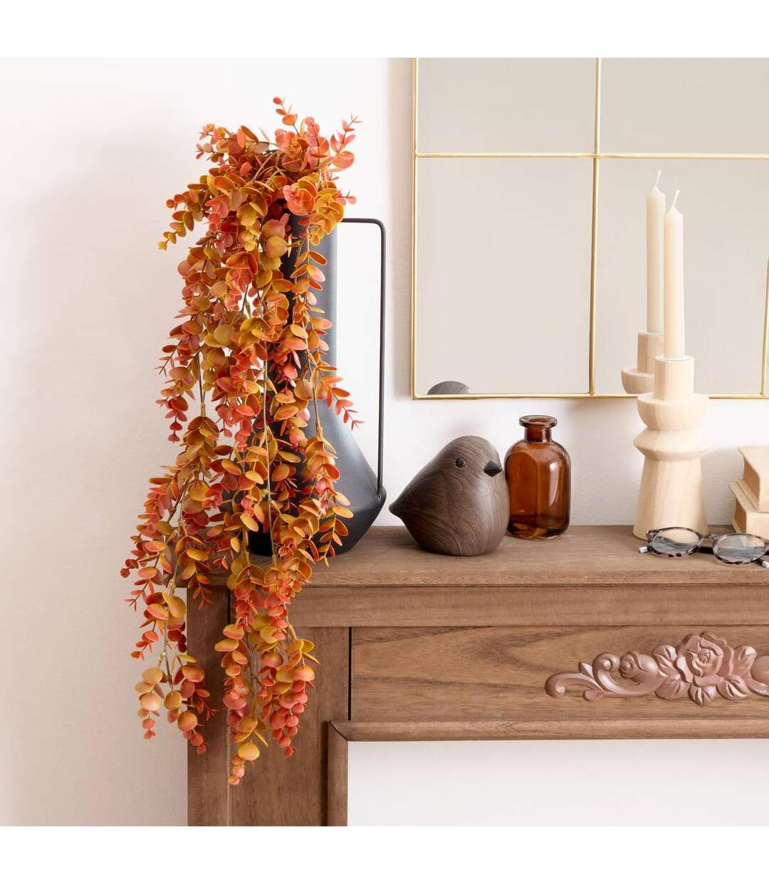 Eucalyptus Artificiel Tombant James 80cm Orange-4