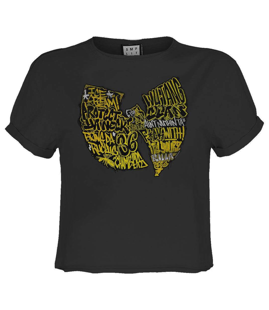 Womens/ladies Graffiti Wu-tang Clan Crop Top Charcoal Amplified-1