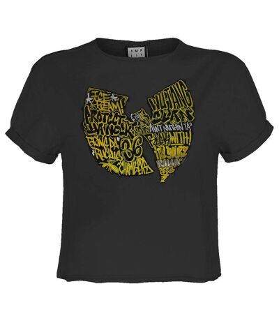 Womens/ladies Graffiti Wu-tang Clan Crop Top Charcoal Amplified