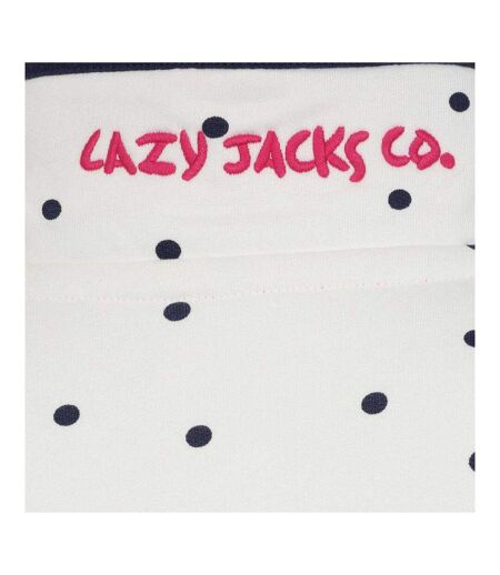 Womens/ladies Polka Dot Button Neck Sweatshirt Chalk Lazy Jacks