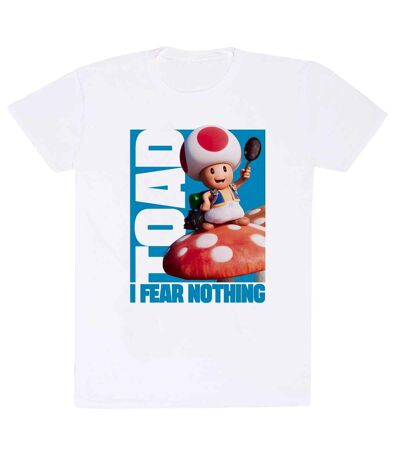 Super Mario Bros Unisex Adult I Fear Nothing Toad T-Shirt (White)