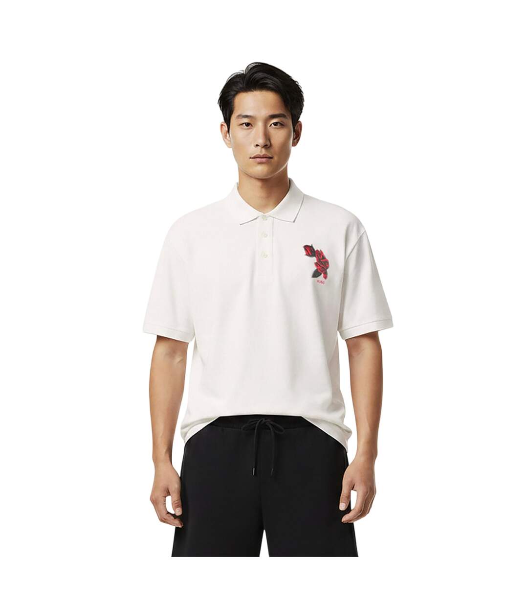 Mens Dardigo Rose Polo Shirt White Hugo-1