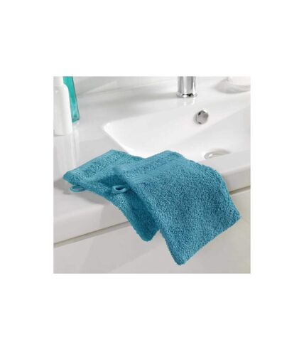 Lot de 2 Gants de Toilette Tendresse 15x21cm Bleu Paon