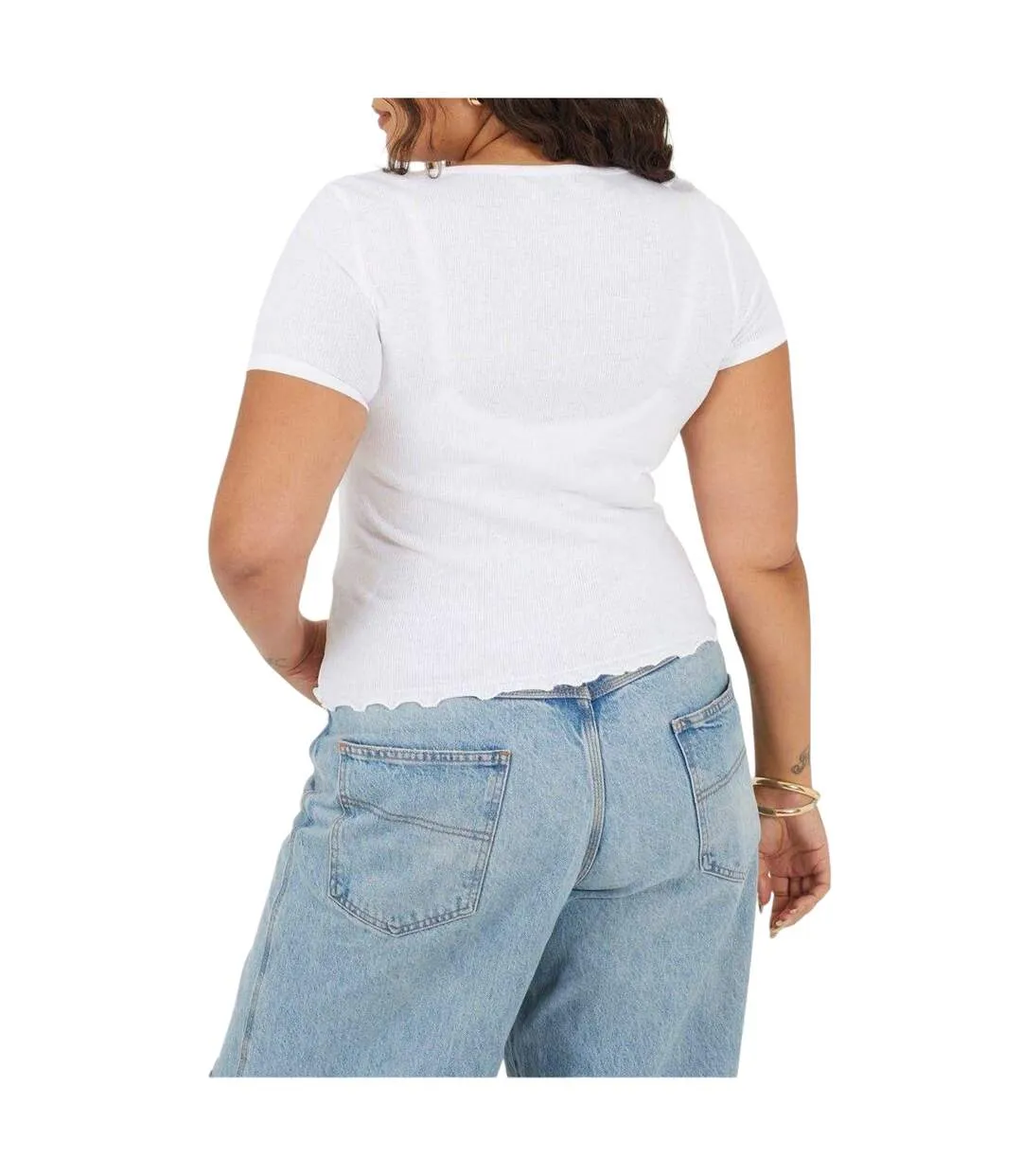 Womens/ladies Ribbed Plus T-shirt White Brave Soul-2
