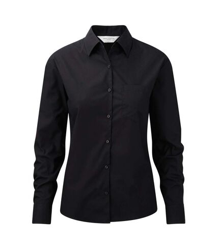 Jerzees Ladies/Womens Long Sleeve Pure Cotton Work Shirt (Black)