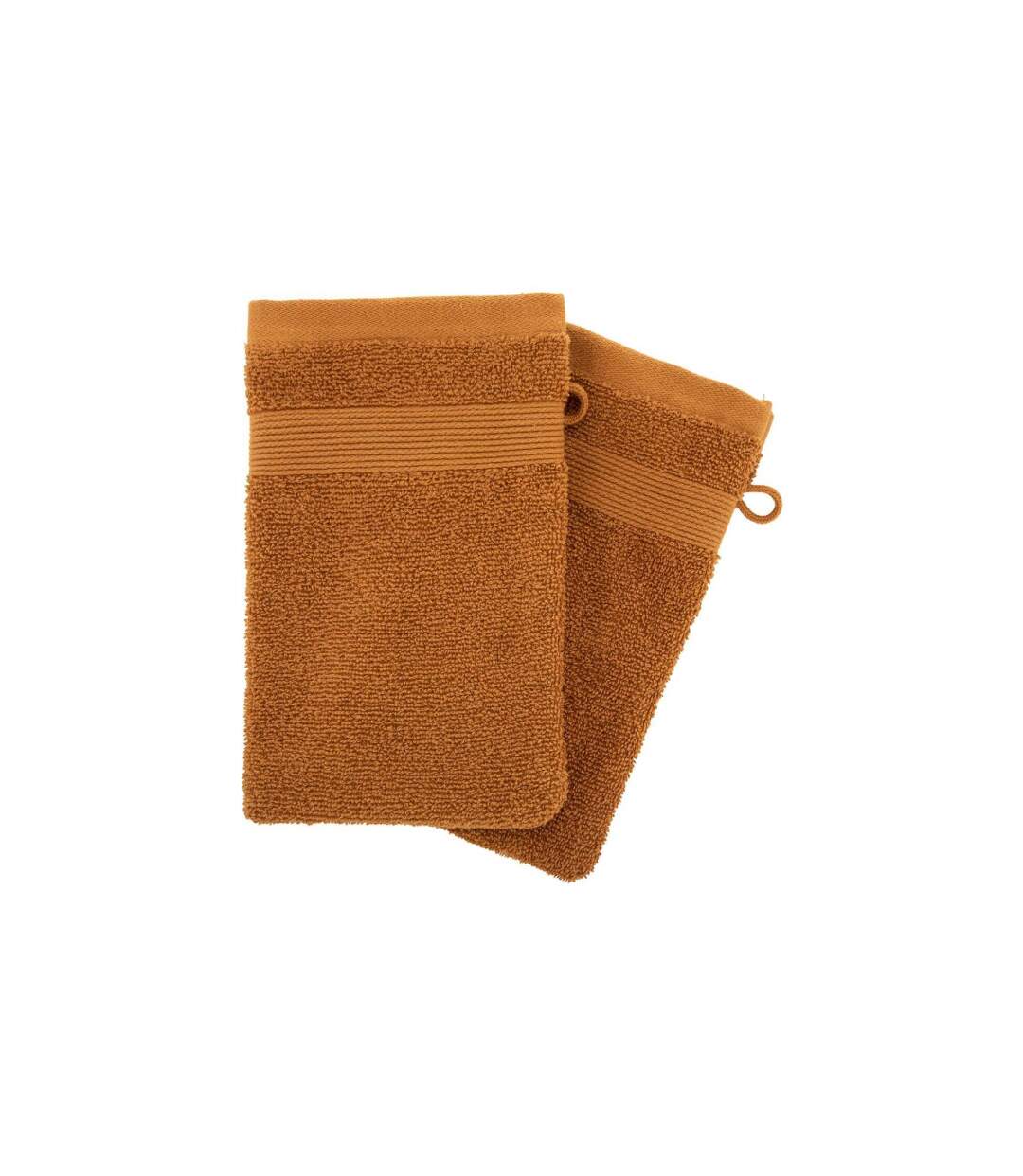 Lot de 2 Gants de Toilette Confort 15x21cm Cannelle-1