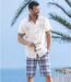 Men's Checked Shorts - White and Blue