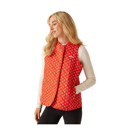 Womens/ladies Orla Kiely Clover Quilted Body Warmer Red Regatta