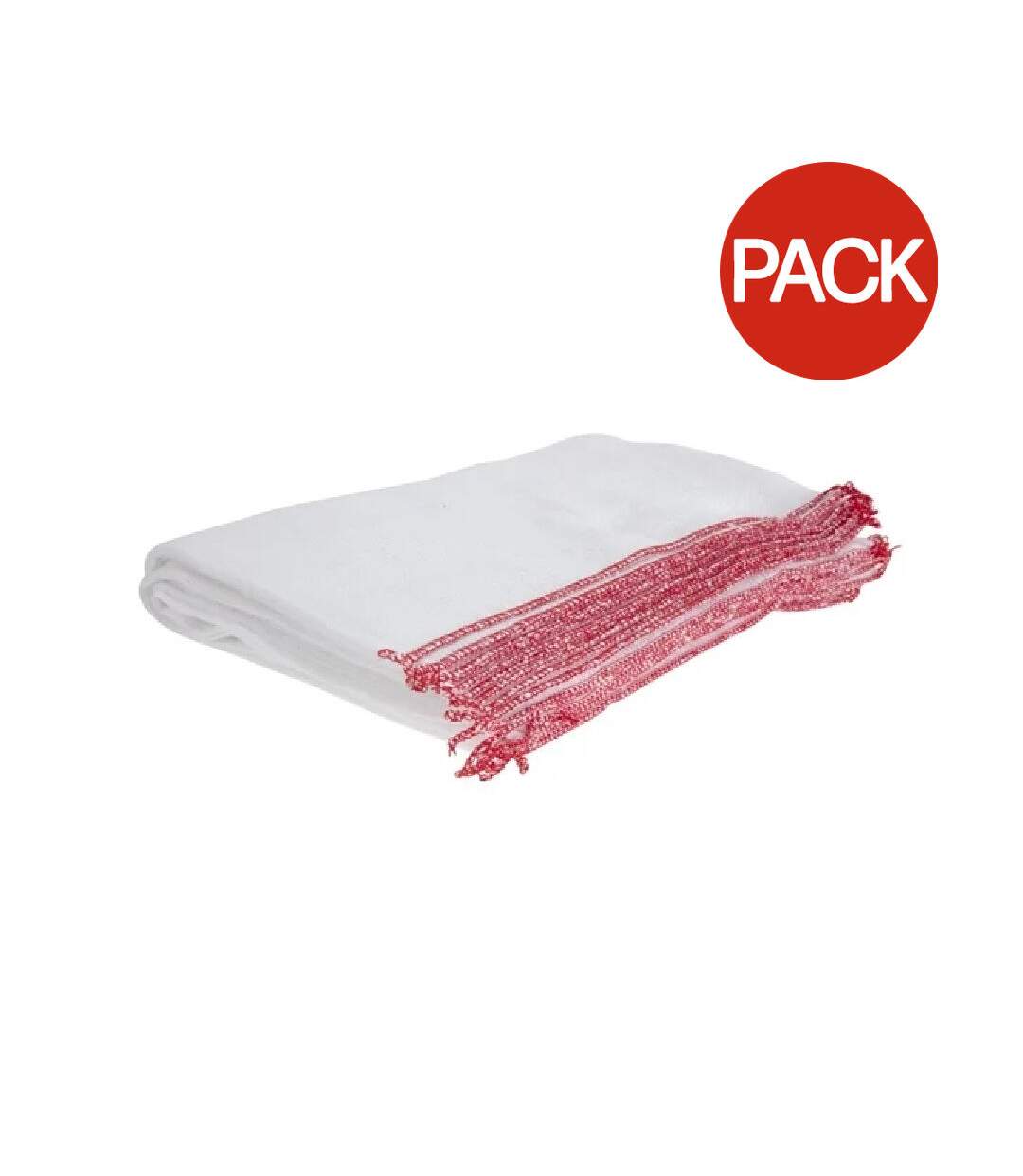 Pack of 10 Bleached dish cloth  18cm x 15cm white/red Generic-1