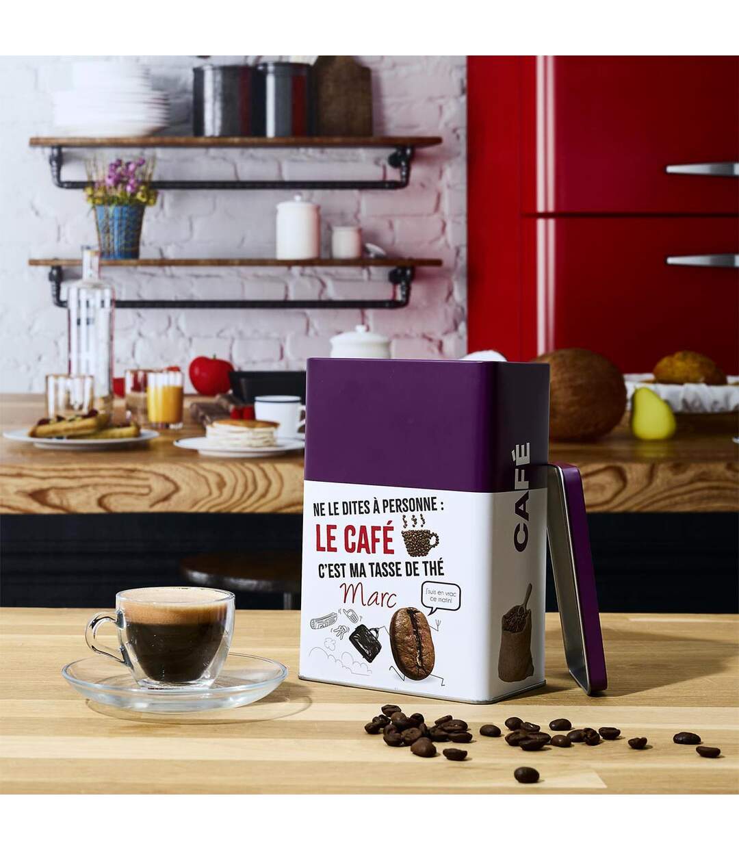 Boîte à Café en Métal Ludique 18cm Violet-4