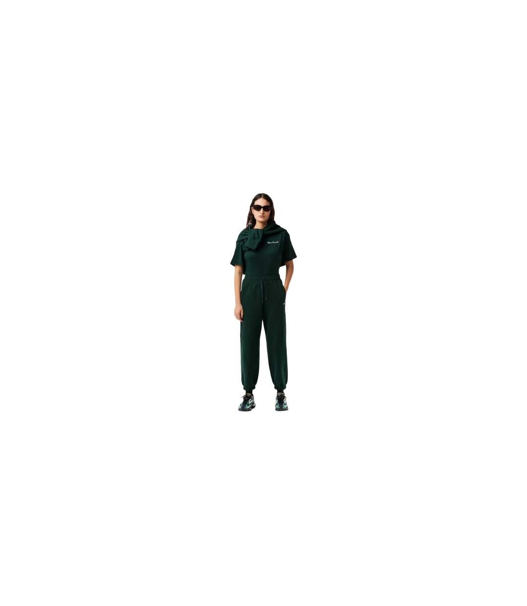 Womens/ladies Fleece Joggers Green Lacoste-1