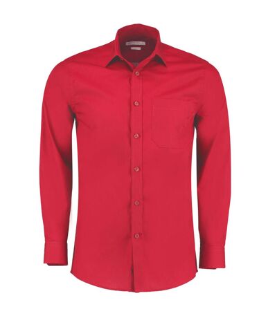 Kustom Kit Mens Poplin Tailored Long-Sleeved Formal Shirt (Red)