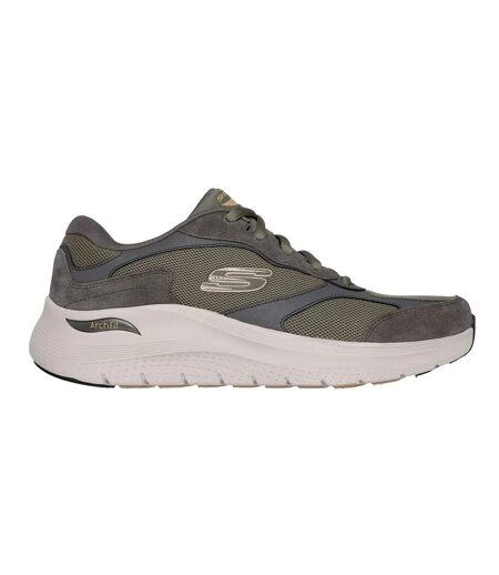 Mens 2.0 the keep leather arch fit trainers olive Skechers