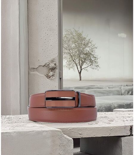 Ceinture en cuir homme cuir vachette de couleur marron/cognac - Sangle réglable
