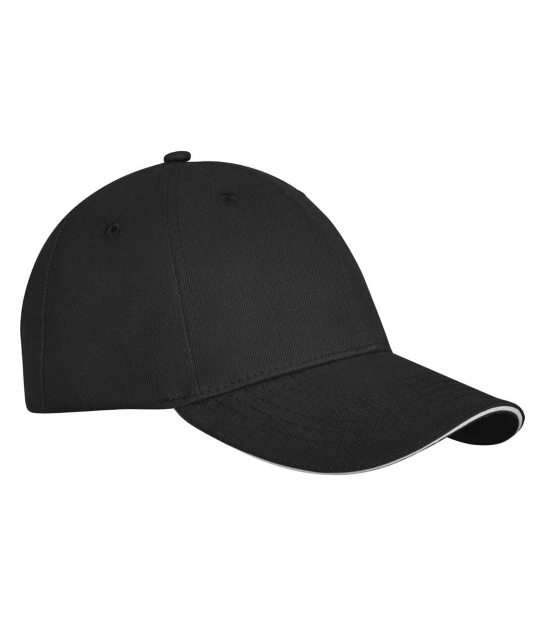 Unisex adult darton sandwich 6 panel cap solid black Elevate-4