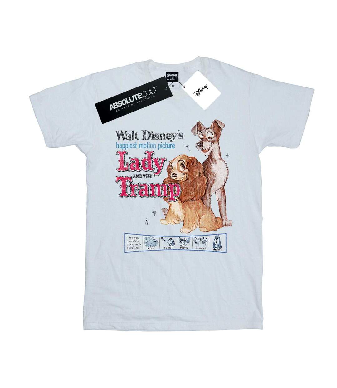 Disney - T-shirt LADY AND THE TRAMP DISTRESSED CLASSIC POSTER - Femme (Blanc) - UTBI17984-1