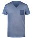 T-shirt bio col V - Homme - 8016 - bleu denim