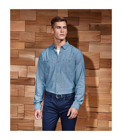 Mens Organic Fairtrade Certified Chambray Shirt Indigo Denim Premier