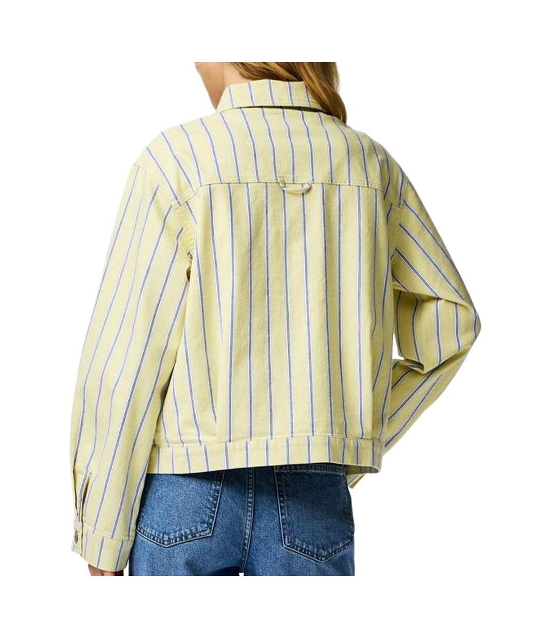 Veste en jean jaune femme pieces billo-2