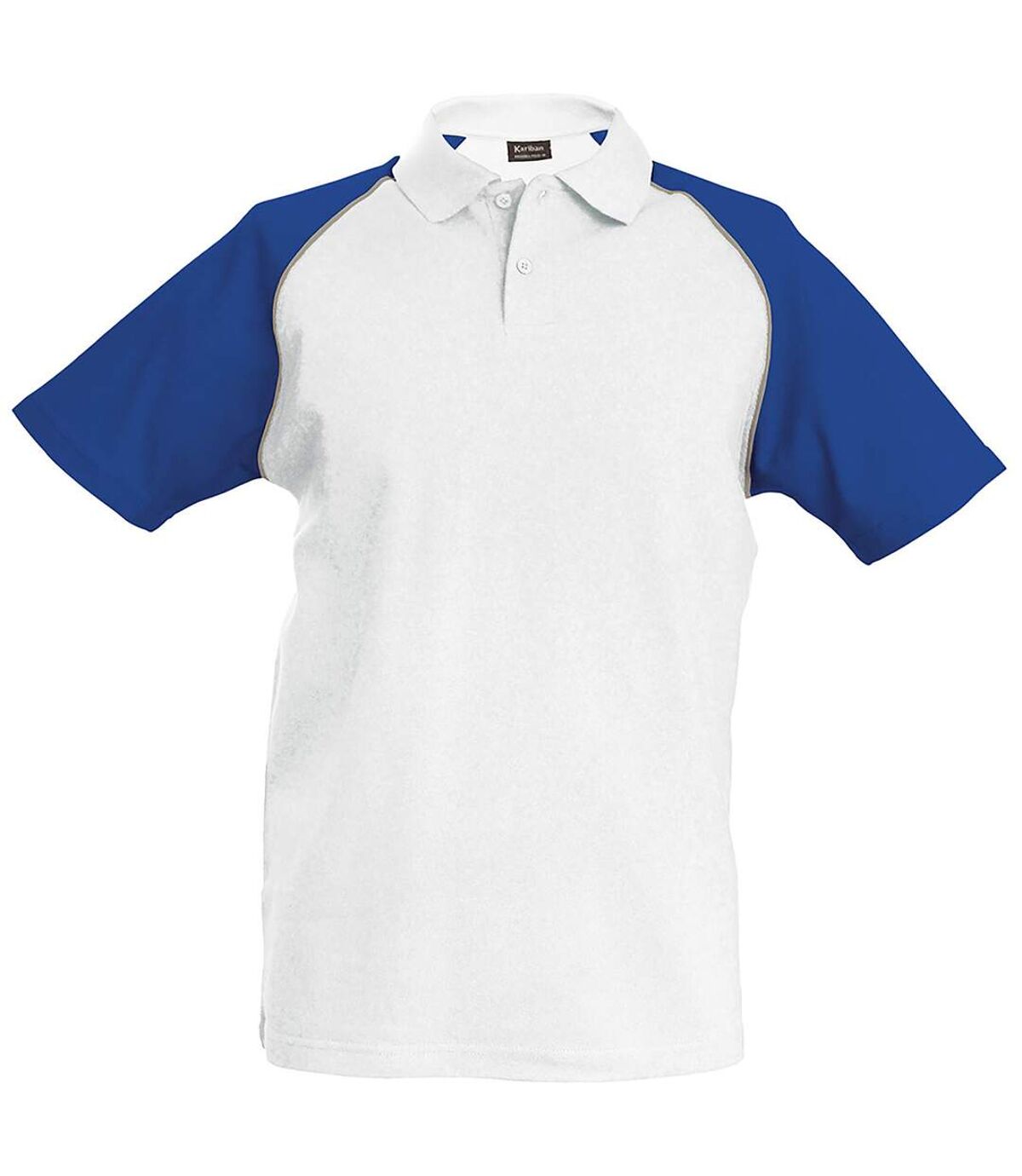 Kariban Mens Contrast Baseball Polo Shirt (White/Light Grey/Royal)