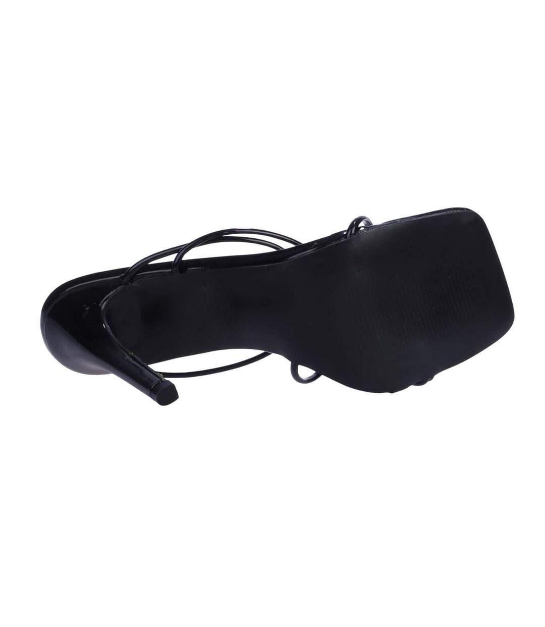 Womens/ladies Leather Strappy Lightweight High Heel Sandals Black Where´s That From-4